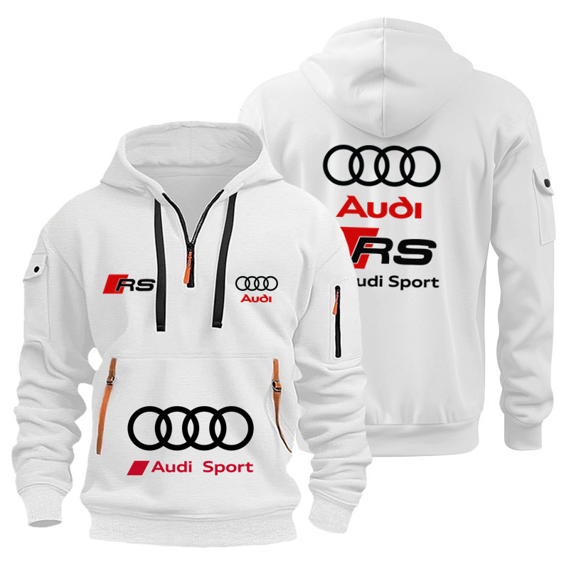Streetwear Brands - Audi Marka Unisex Motosiklet Yarışı Kapüşonlu
